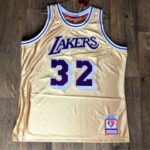 Brand New NBA 75th Gold 1984 Magic Johnson Jersey